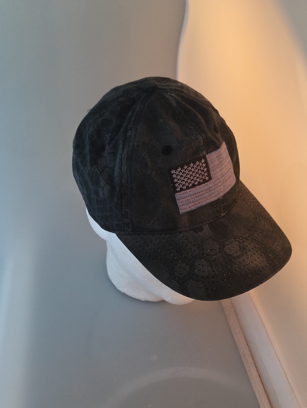 Kryptek USA Men's Black Baseball Cap with Flag Patch